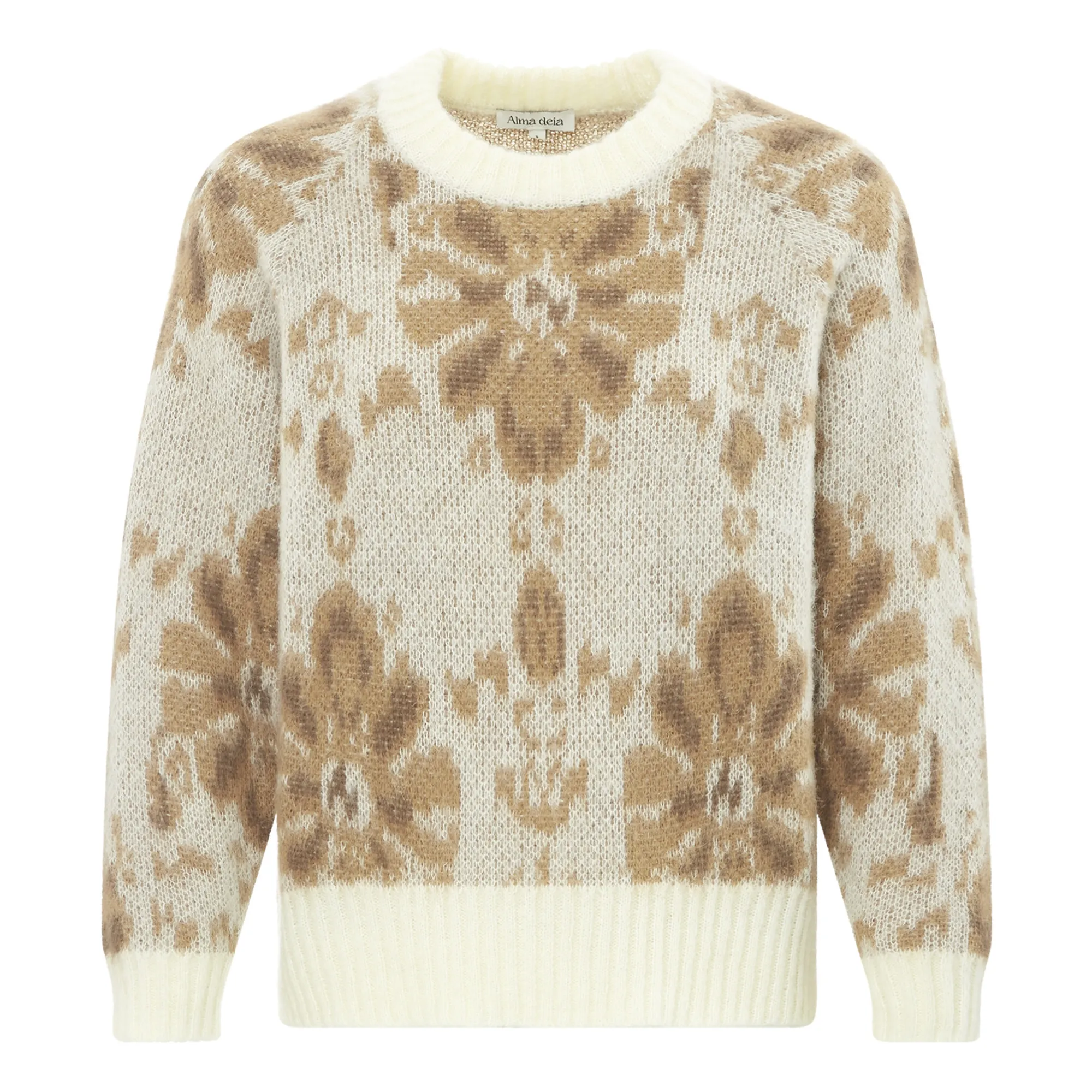Alma Deia Off White Jacquard Merino Wool Jumper