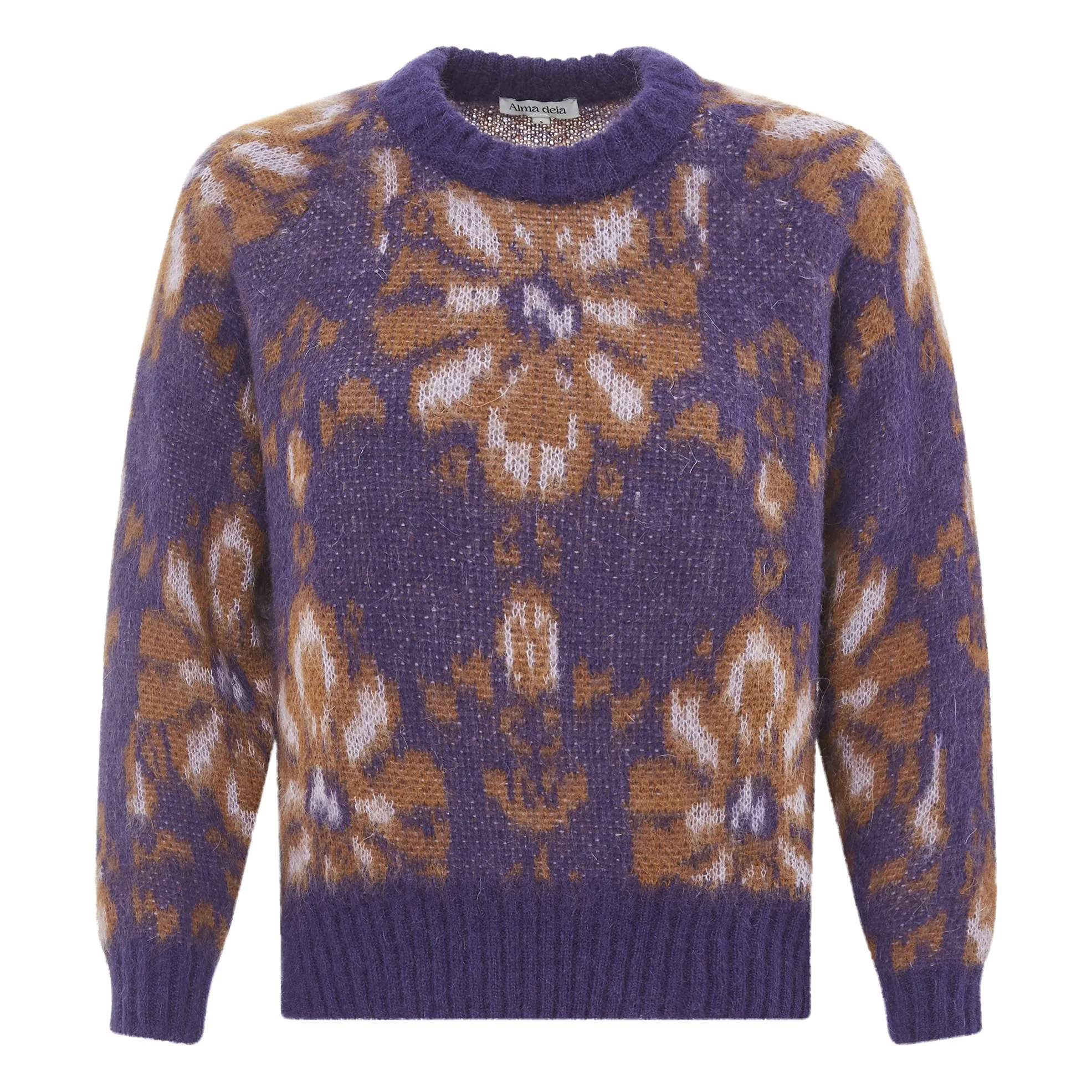 Alma Deia Dark Purple Jacquard Merino Wool Jumper