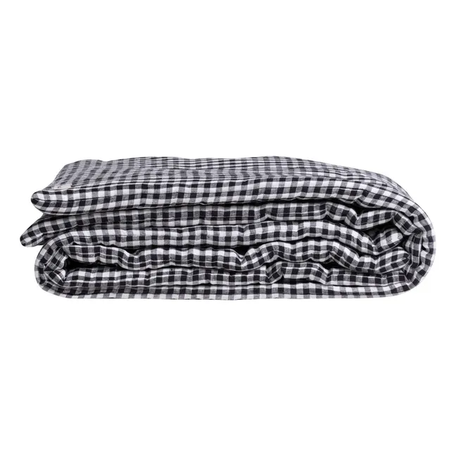 Edredon en lin imprimé  | Noir