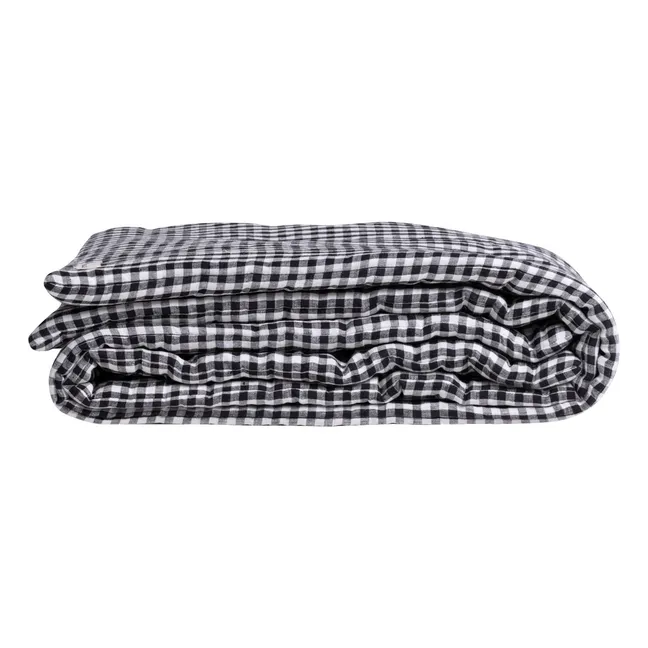 Printed Linen Quilt  | Black