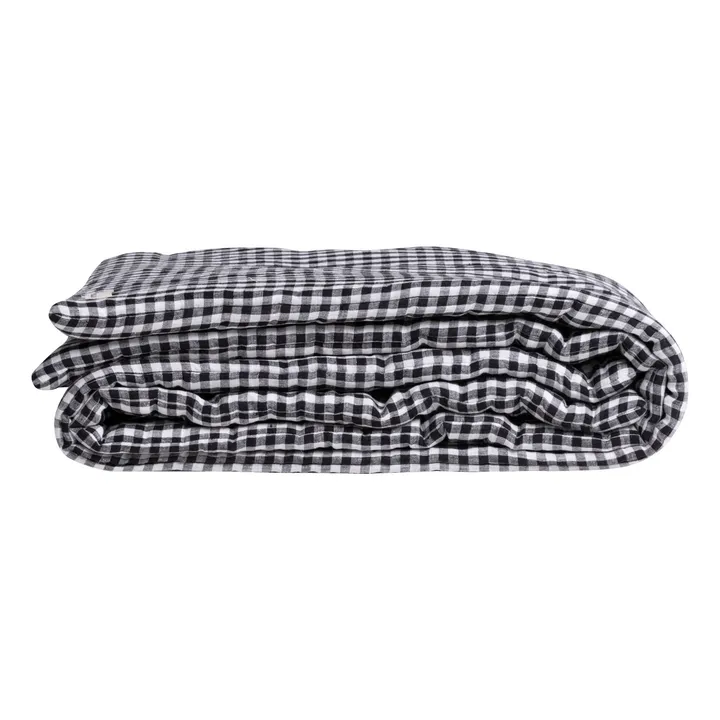 Edredon en lin imprimé  | Noir- Image produit n°0