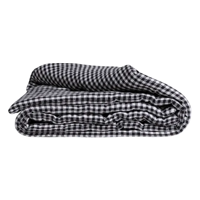 Printed Linen Quilt  | Black