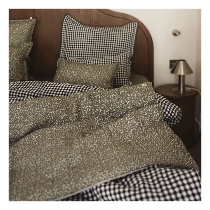 Bettdeckenbezug aus gewaschenem Leinen Vichy | Schwarz- Produktbild Nr. 4