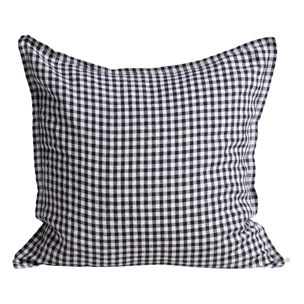 Gabrielle Paris Black Gingham Washed Linen Pillowcase