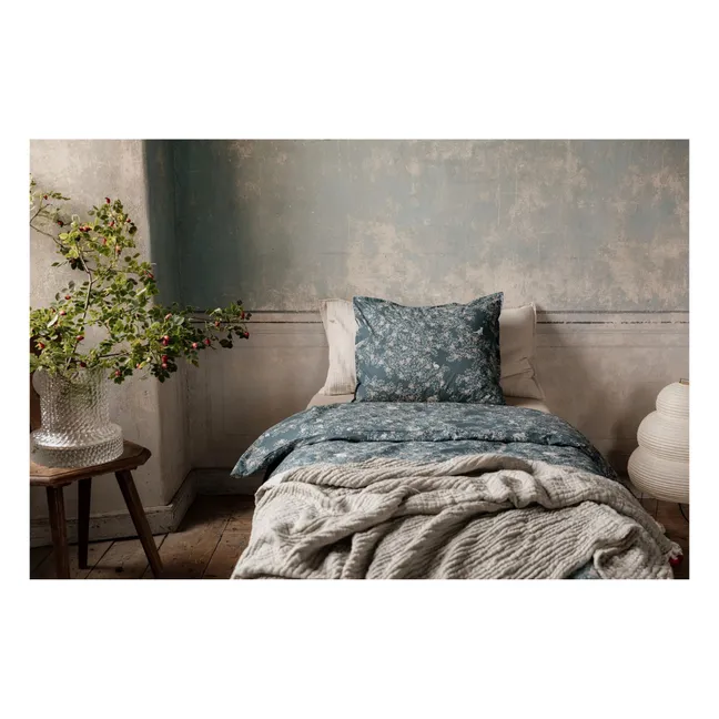 Funda de almohada de percal de algodón Fauna | Azul