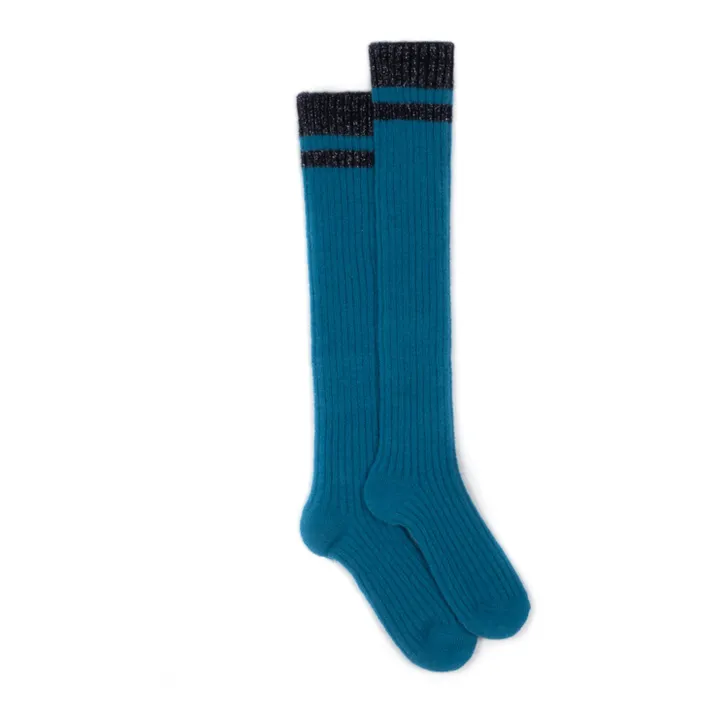 Mohair and Alpaca High Socks | Blue- Product image n°0