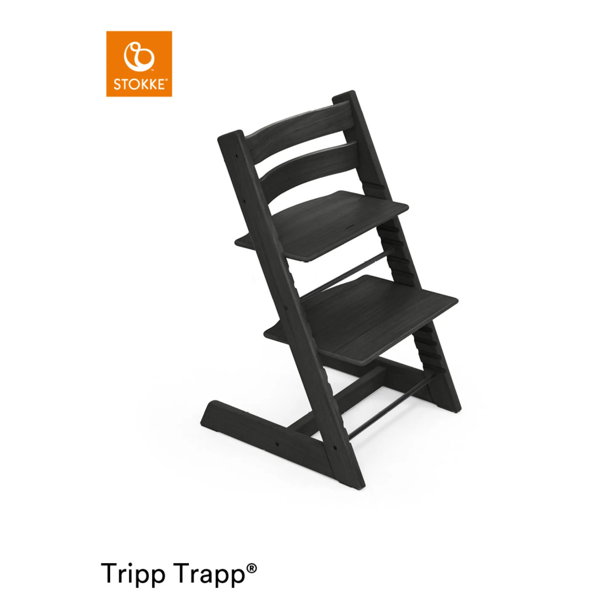 Stokke® Black Tripp Trapp® Oak Wood High Chair