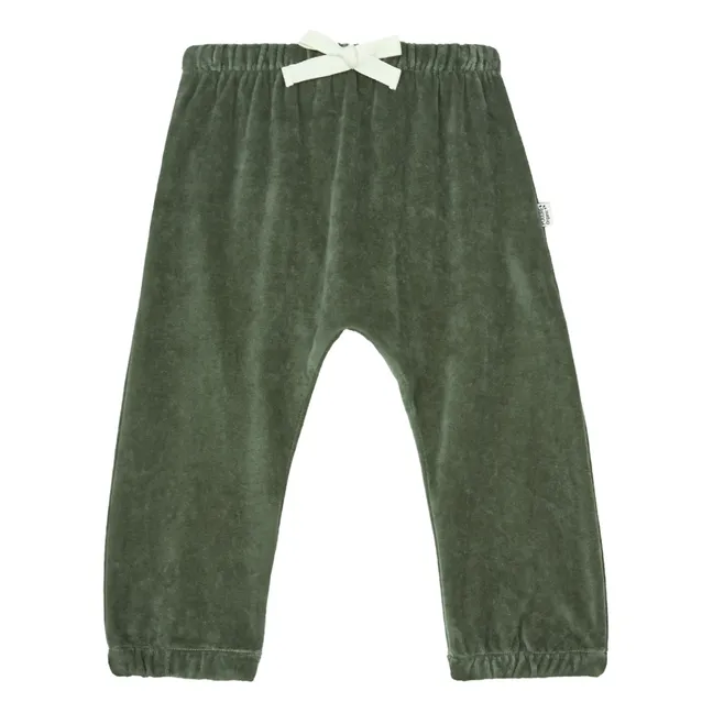 Pantaloni doppia garza in cotone bio Cannelle | Verde scuro