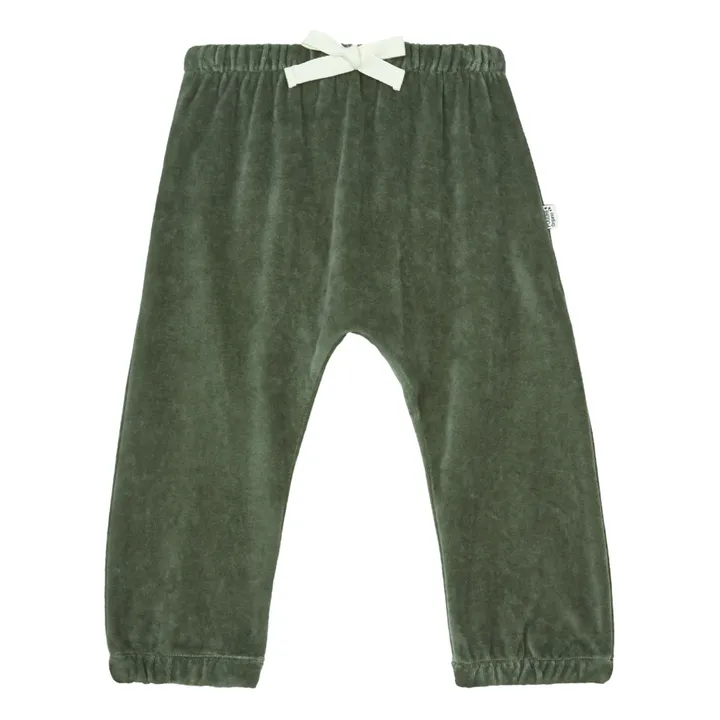 Pantalón doble gasa de algodón orgánico Canela | Verde Oscuro- Imagen del producto n°0