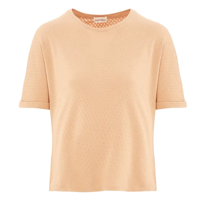T-Shirt Coton Bio Pointelle Marjolaine - Collection Femme  | Camel