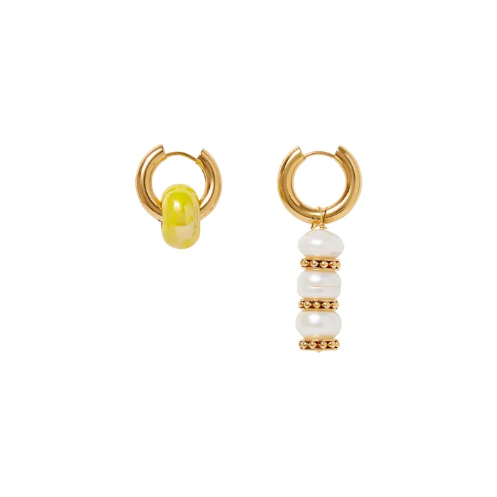 Perlen- und Donut-Ohrringe | Gelb- Produktbild Nr. 0