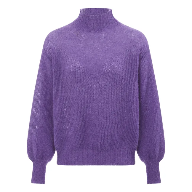 Pullover mit Kragen aus Mohair | Violett