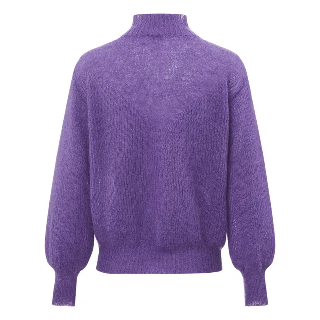 Mohair High-Neck Sweater | Purple