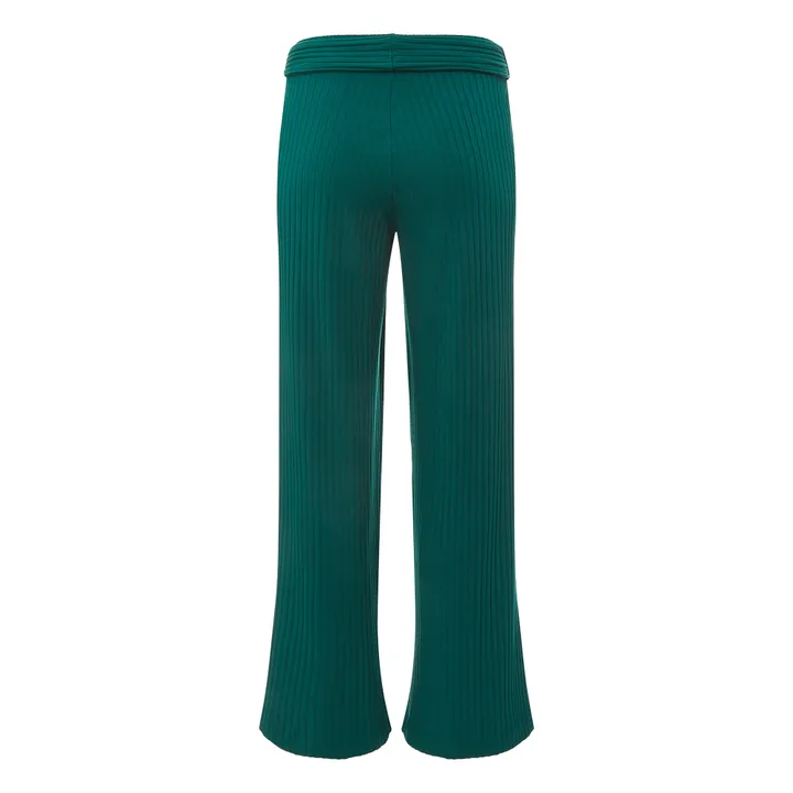 Pantalon Large Jersey Côtelé | Vert émeraude- Image produit n°1