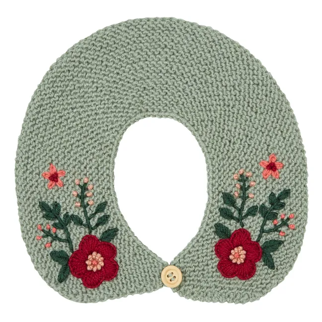 Removable Hand Embroidered Collar | Green