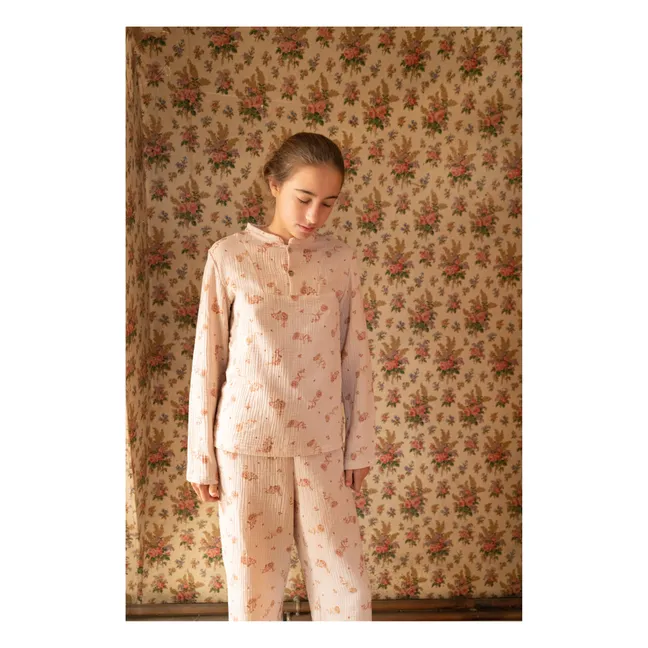 Deli Double Muslin Flower Pyjamas | Ecru