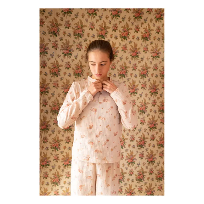 Pyjama Deli Fleurs Double Gaze | Ecru
