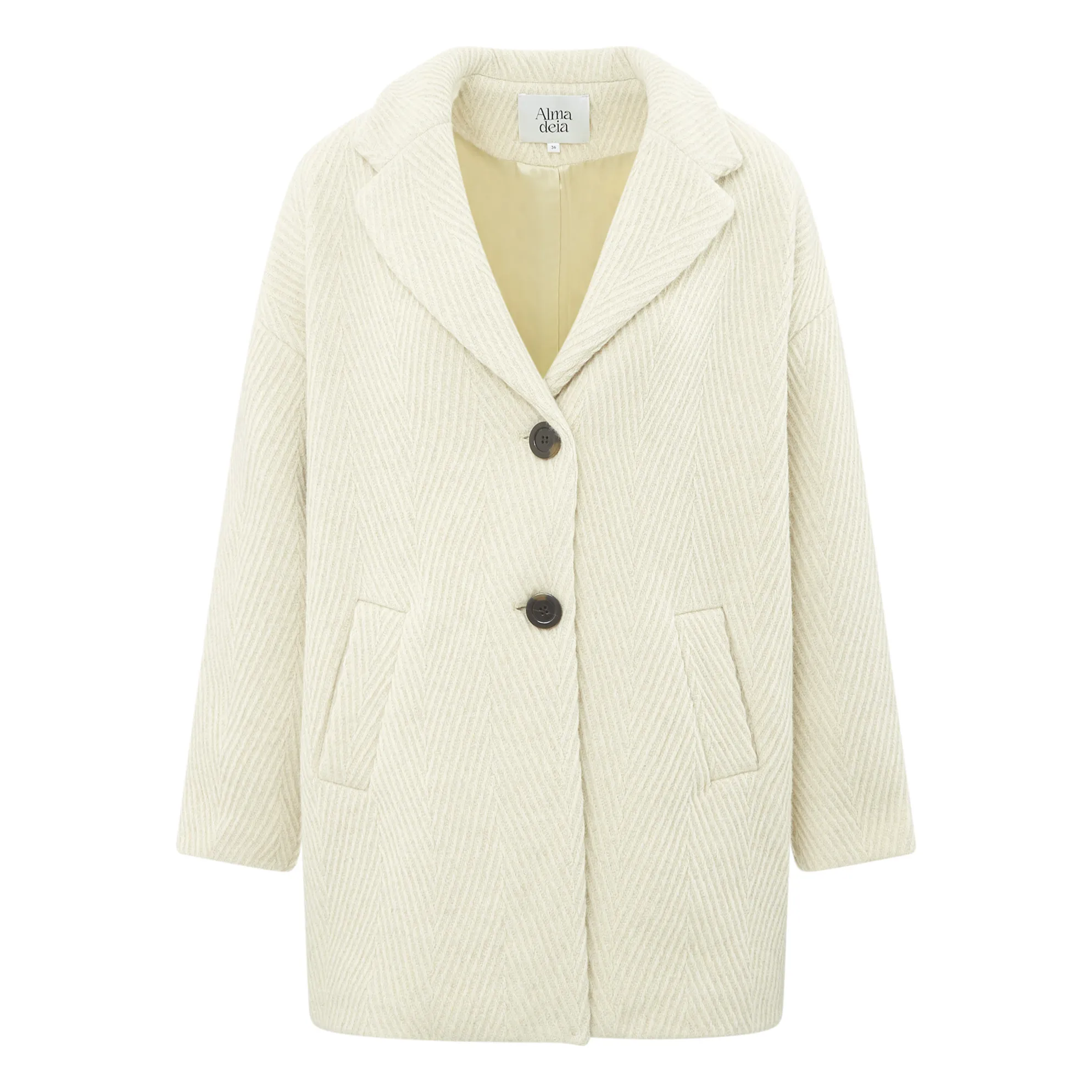 Alma Deia Ecru Recycled Wool Cropped Coat