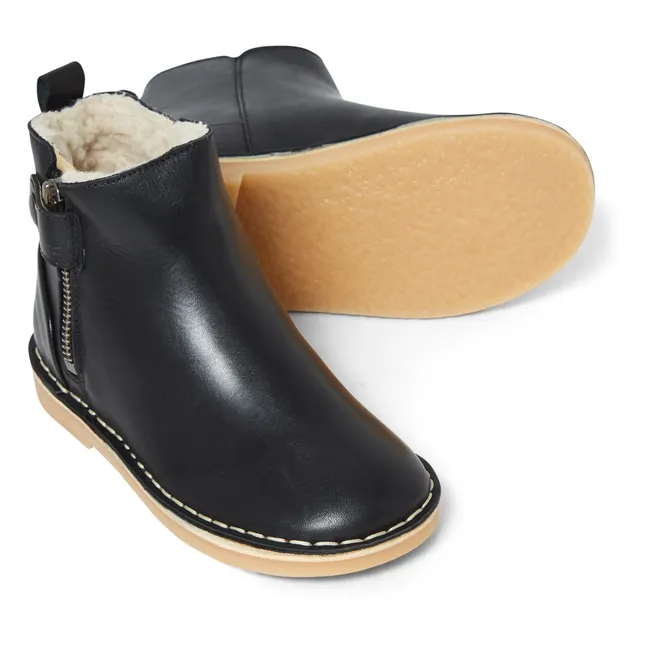 Winston Leather  Linen Boots  | Black
