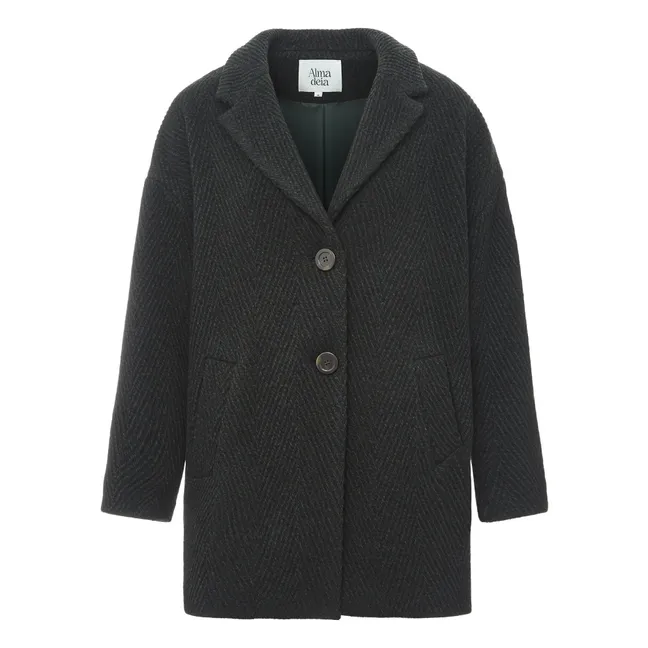 Manteau Court Laine Recyclée | Vert