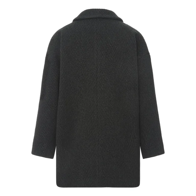 Manteau Court Laine Recyclée | Vert