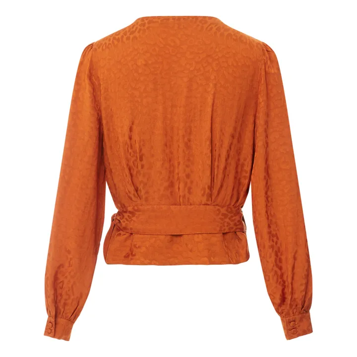 Jacquard Wrap Over Blouse | Orange- Product image n°1