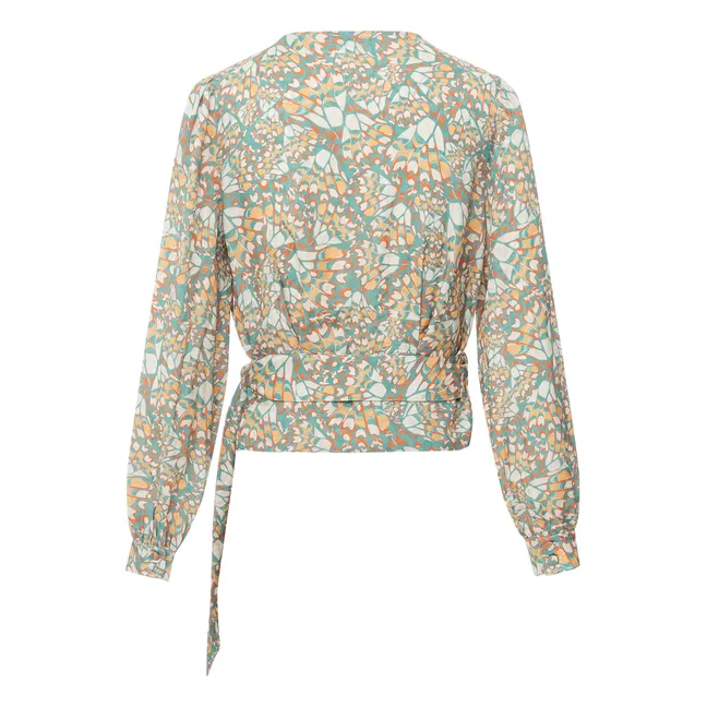 Blouse Cache-Coeur Jacquard | Vert de gris