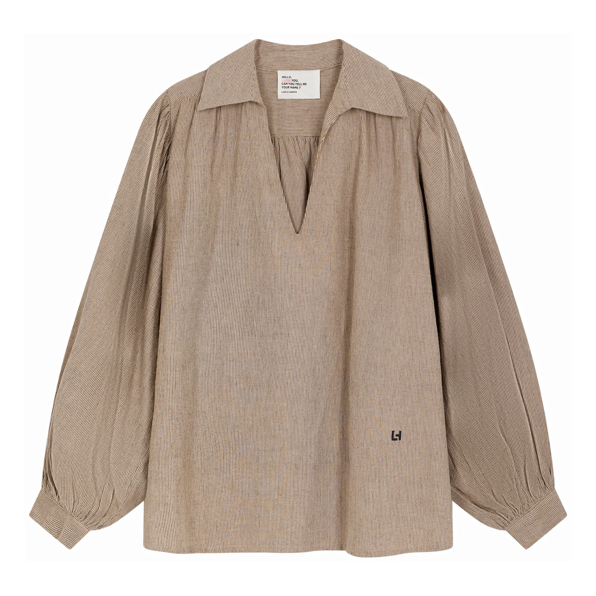 Leon & Harper Beige Cacao Stripy Blouse