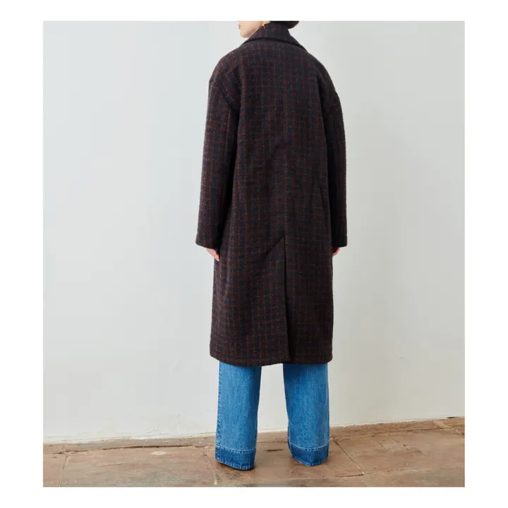 Silvana Cappotto lungo con cintura in lana Tile | Blu marino- Immagine del prodotto n°6