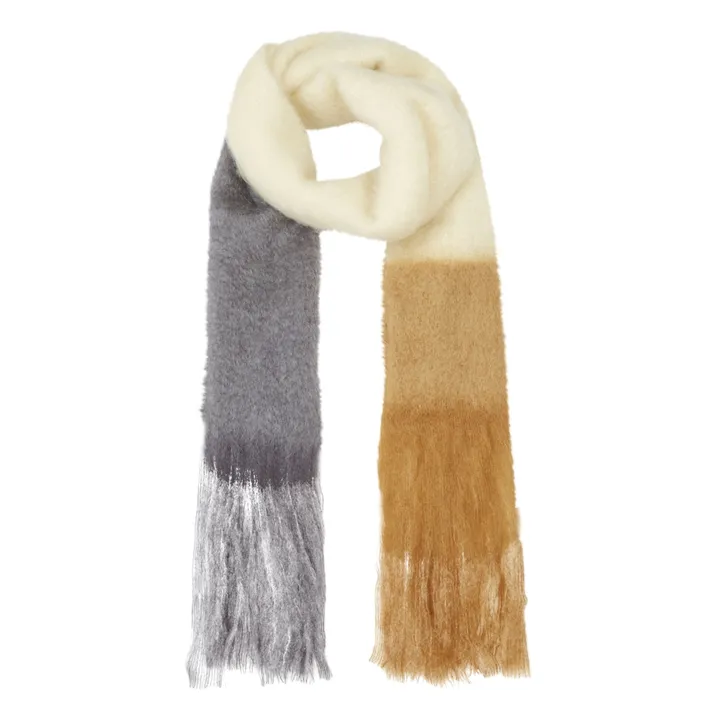Color Block Mohair Scarf | Beige- Product image n°1