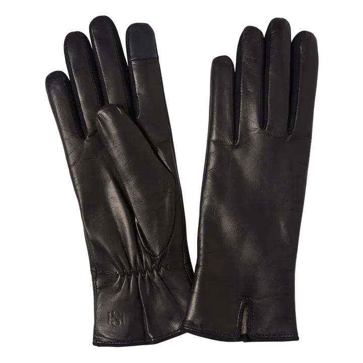 Essentials Cashmere Lined Leather Gloves | Black- Product image n°0