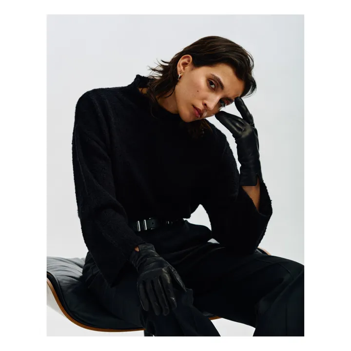 Essentials Cashmere Lined Leather Gloves | Black- Product image n°1