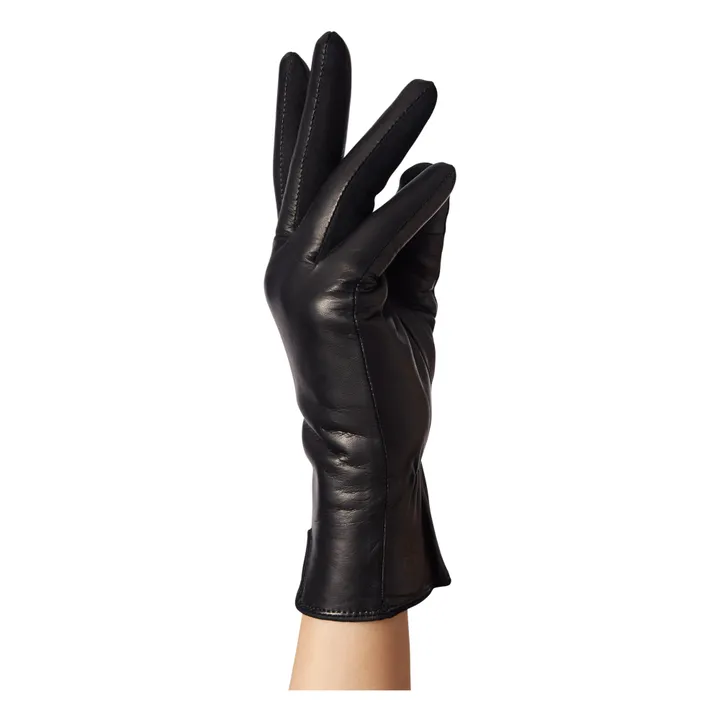 Essentials Cashmere Lined Leather Gloves | Black- Product image n°5