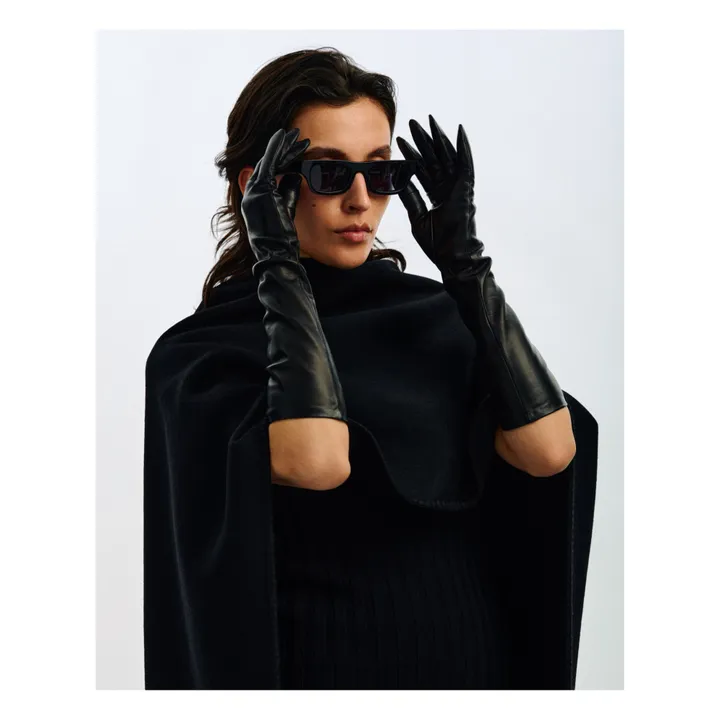 Essentials Long Cashmere Lined Leather Gloves | Black- Product image n°1