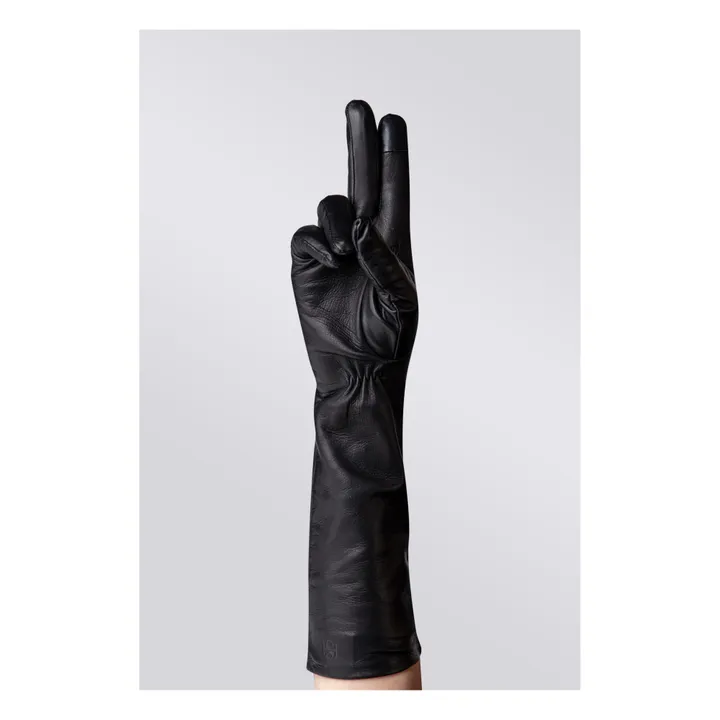 Essentials Long Cashmere Lined Leather Gloves | Black- Product image n°4