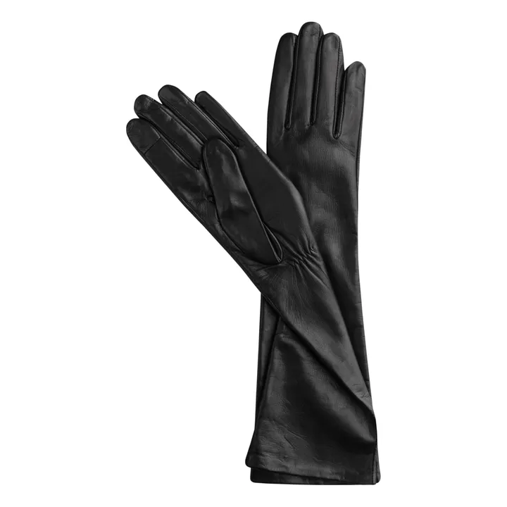 Essentials Long Cashmere Lined Leather Gloves | Black- Product image n°8