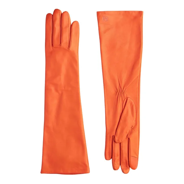 Essentials Long Cashmere Lined Leather Gloves | Orange- Product image n°0