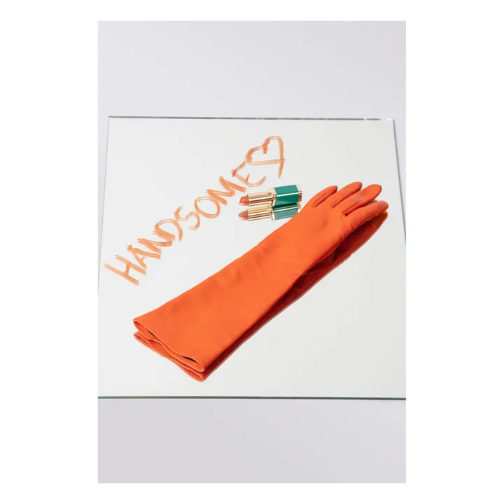 Essentials Long Cashmere Lined Leather Gloves | Orange- Product image n°2