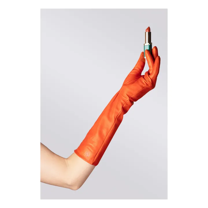Essentials Long Cashmere Lined Leather Gloves | Orange- Product image n°6