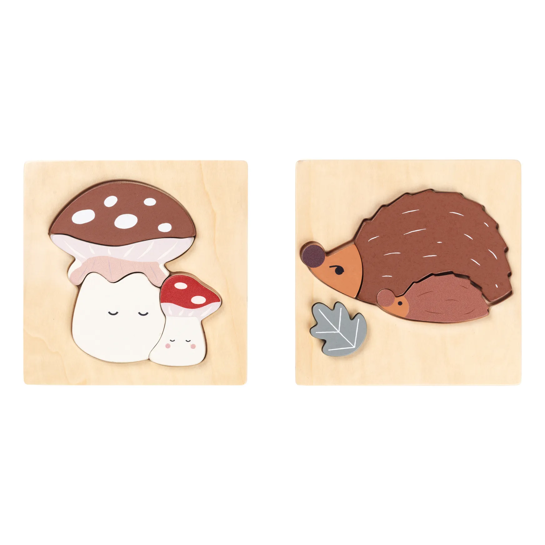 Fabelab Multicoloured Hedgehog And Mushroom Puzzles - Set Of 2
