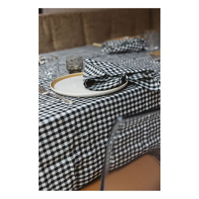 Tischdecke aus Waschleinen Vichy | Schwarz