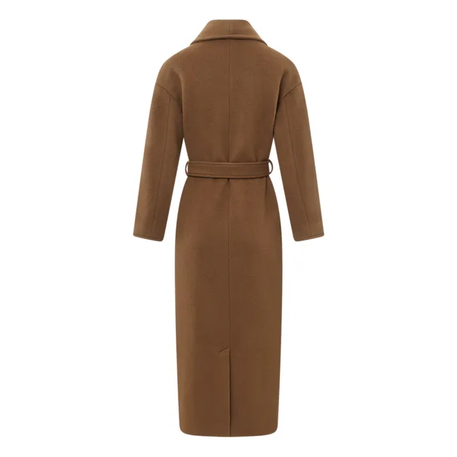 Virgin Wool Belted Coat | Taupe brown