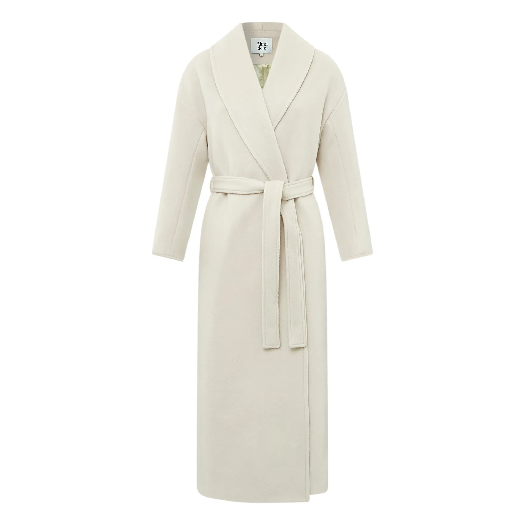 Alma Deia Sand Virgin Wool Belted Coat