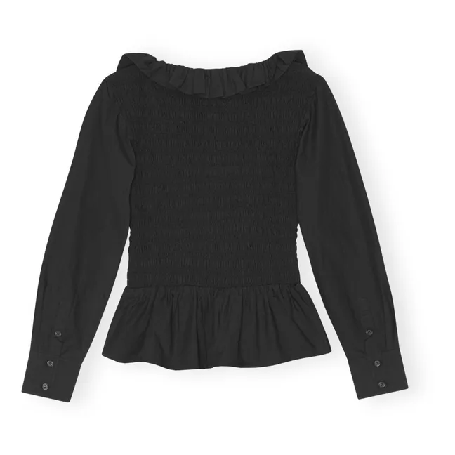 Camicetta smock in cotone biologico | Nero