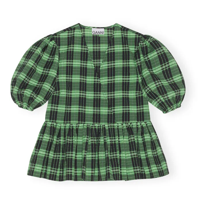Blusa de cuadros de algodón orgánico Wrap | Verde- Imagen del producto n°0