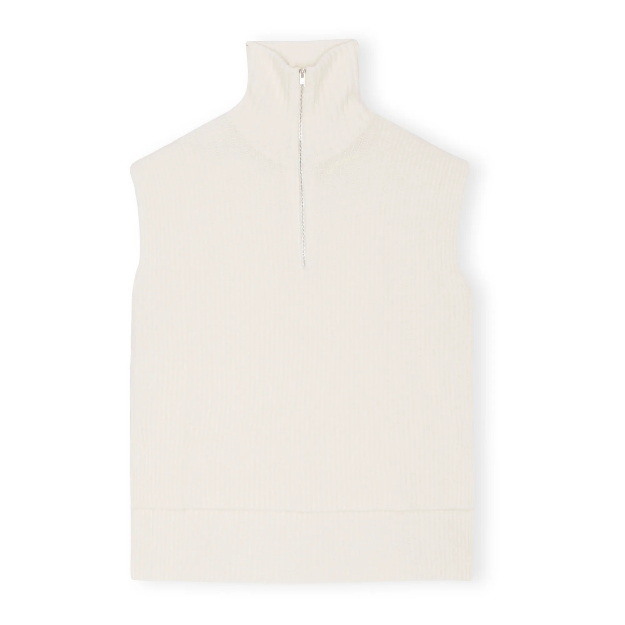 Ganni Ecru Oversize Alpaca And Merino Wool Vest