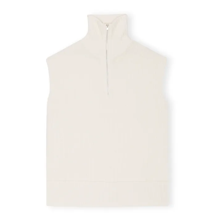 Oversize Alpaca and Merino Wool Vest | Ecru- Product image n°0