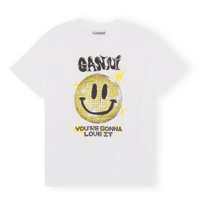 T-shirt Smiley Relaxed Basic Coton Bio | Blanc- Image produit n°0