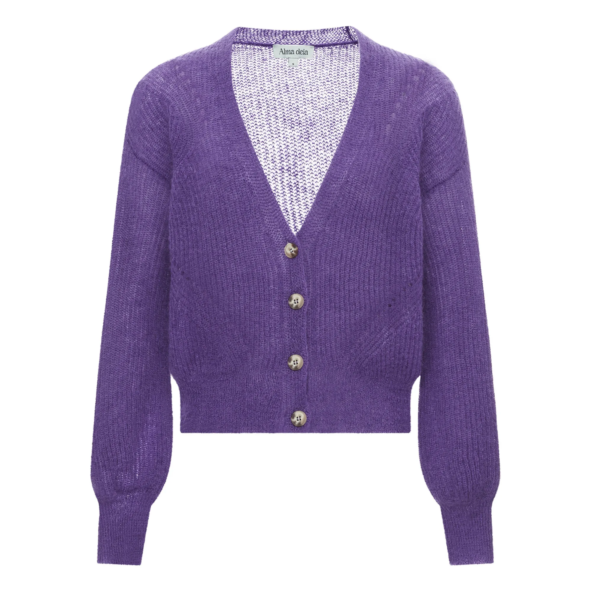 Alma Deia Purple Mohair Cardigan