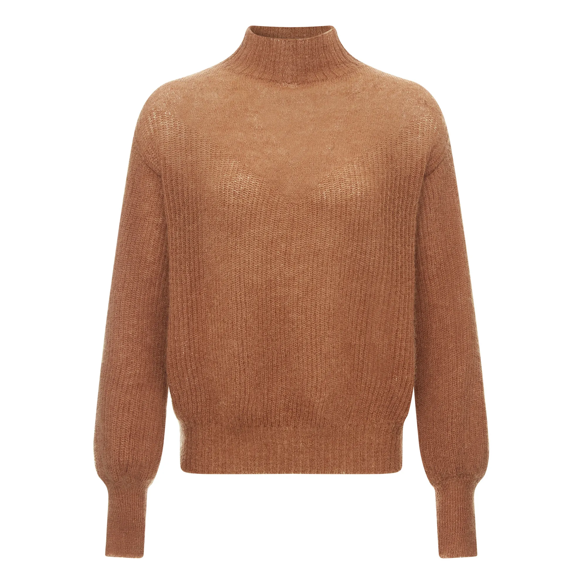 Alma Deia Brown Mohair High-Neck Sweater